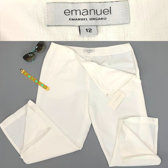 Emanuel Ungaro Pants - NWT Emanuel Ungaro White Cropped Trousers Pants Sz 12
